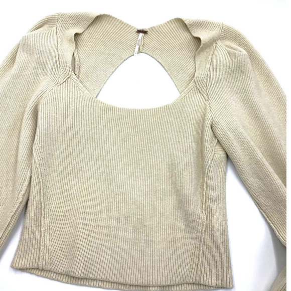 Free People Saffron Sweater Top size Small Cream - Picture 11 of 12